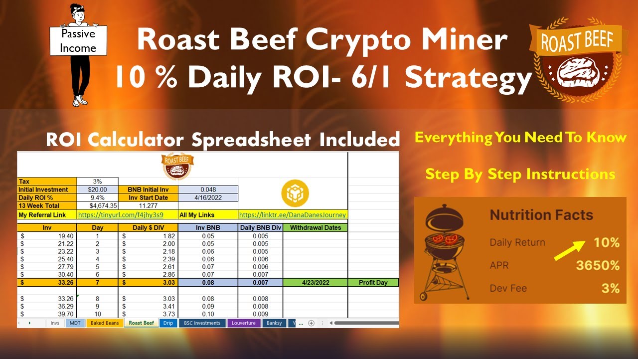 🔥NEW ROAST BEEF CRYPTO MINER BNB 💰10% DAILY ROI 💎BONUS CALCULATOR INCLUDED 🐋💸PASSIVE INCOME 🐋💸