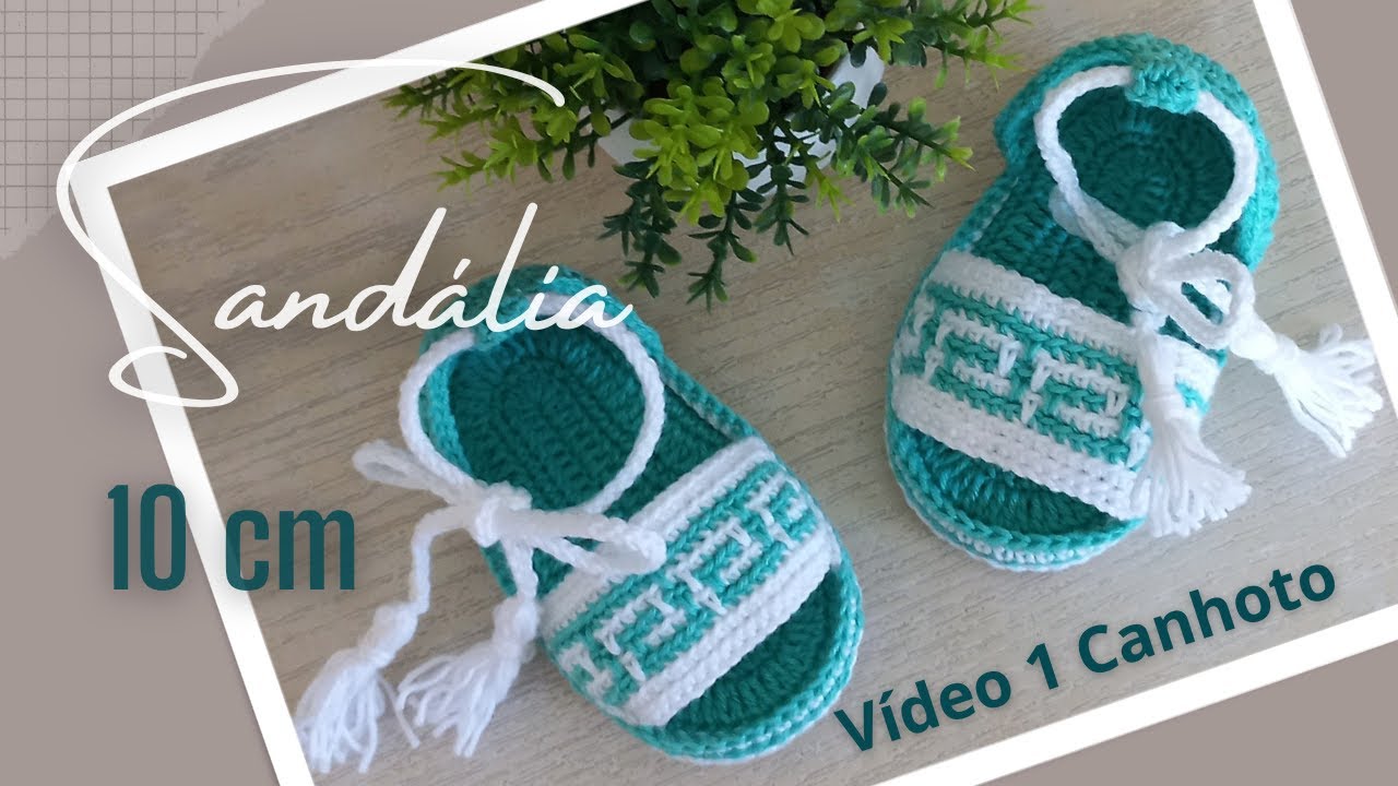 SANDÁLIA DE CROCHÊ PARA BEBÊ COM SOLINHA DE 10 CM | PARTE 1 | AULA VERSÃO CANHOTO| CROCHÊ INICIANTES