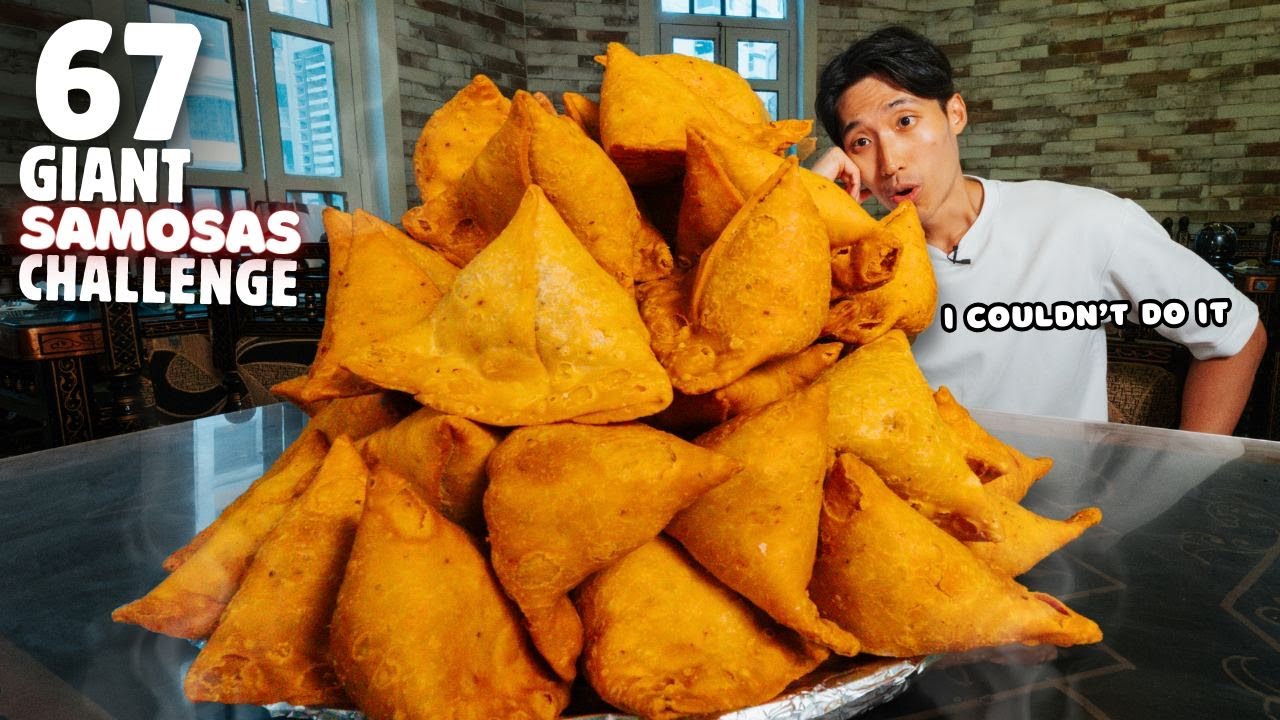 INSANE 67 JUMBO SAMOSAS CHALLENGE | King Of Samosas in Singapore?!