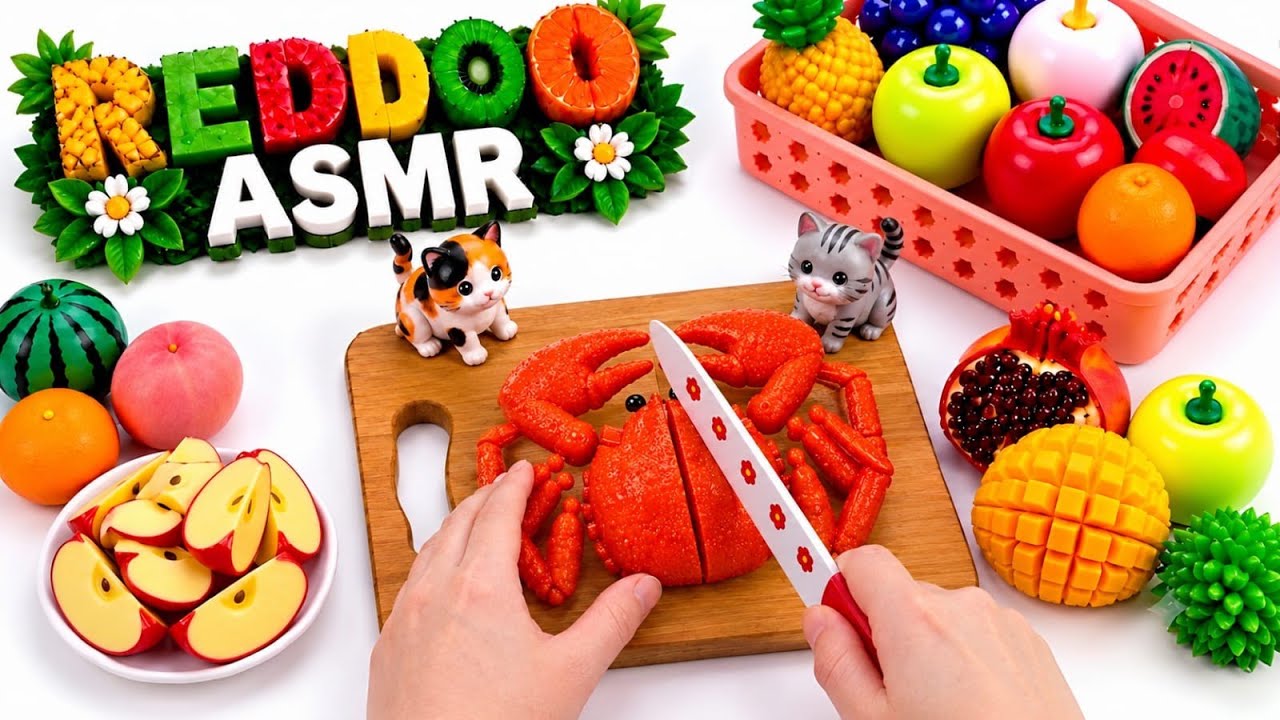 Satisfying Fruit Sounds 🦀🍓🍔🍊🍋🍉