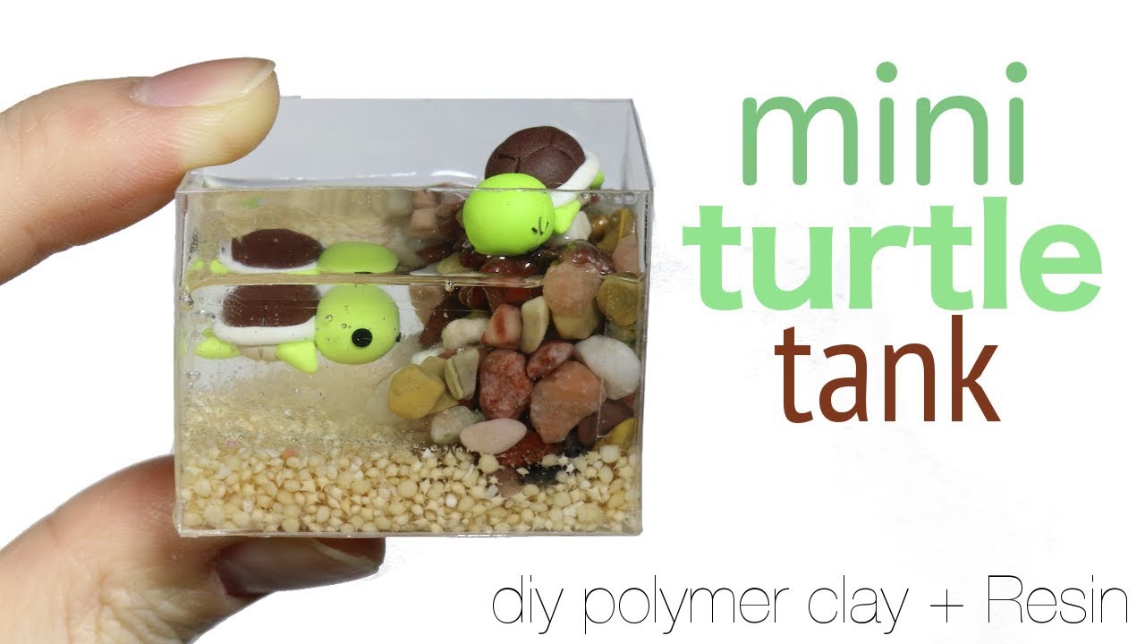 How to DIY Miniature Pet Turtle Tank Polymer Clay/Resin Tutorial