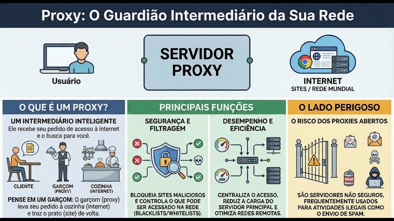 DICA DE ESTUDO: ENTENDA O PAPEL DO PROXY NA SEGURANÇA LÓGICA E NO MONITORAMENTO. #proxy #redes #ti