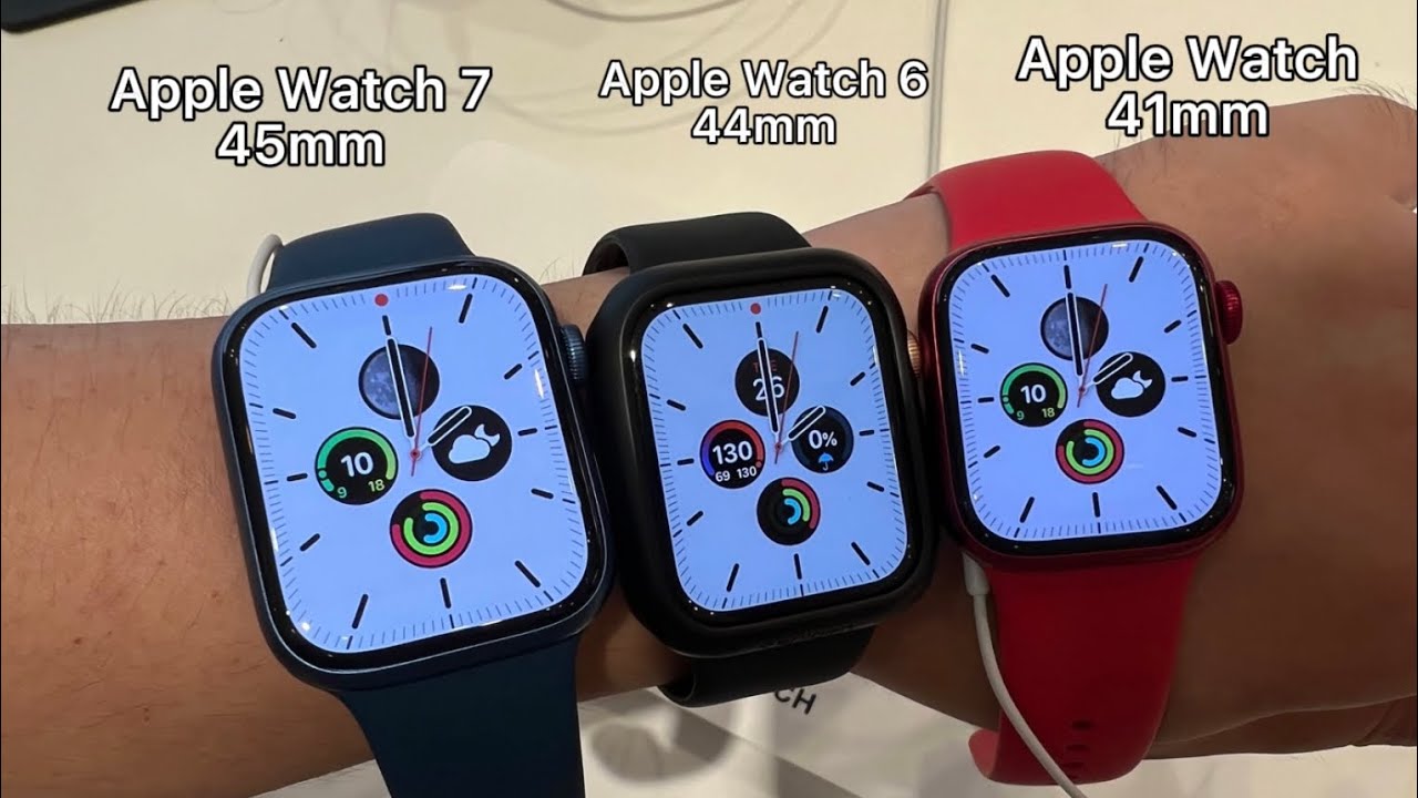 Apple Watch series 7 45mm vs 41mm vs Apple Watch series 6 44mm l Size comparisons
