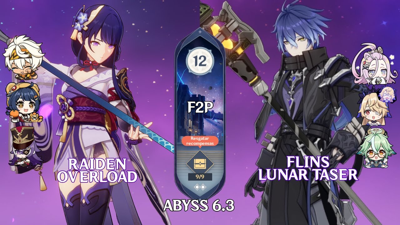 [F2P] C0 Raiden Overload & C0 Flins Lunar Taser| Genshin Impact Abyss 6.3 Floor 12 9 Stars