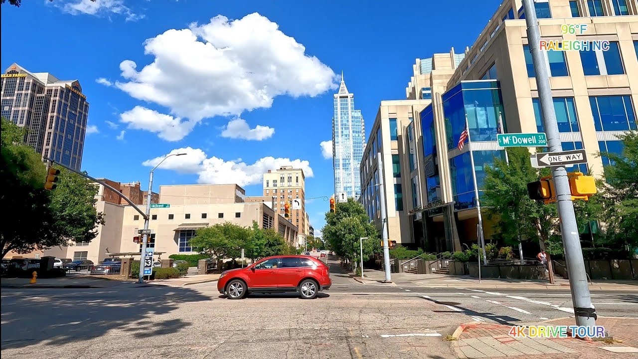 DRIVING LOVELY DOWNTOWN RALEIGH - FROM NORTH CAPITAL BLVD & HWY 401 - DRIVING TOUR