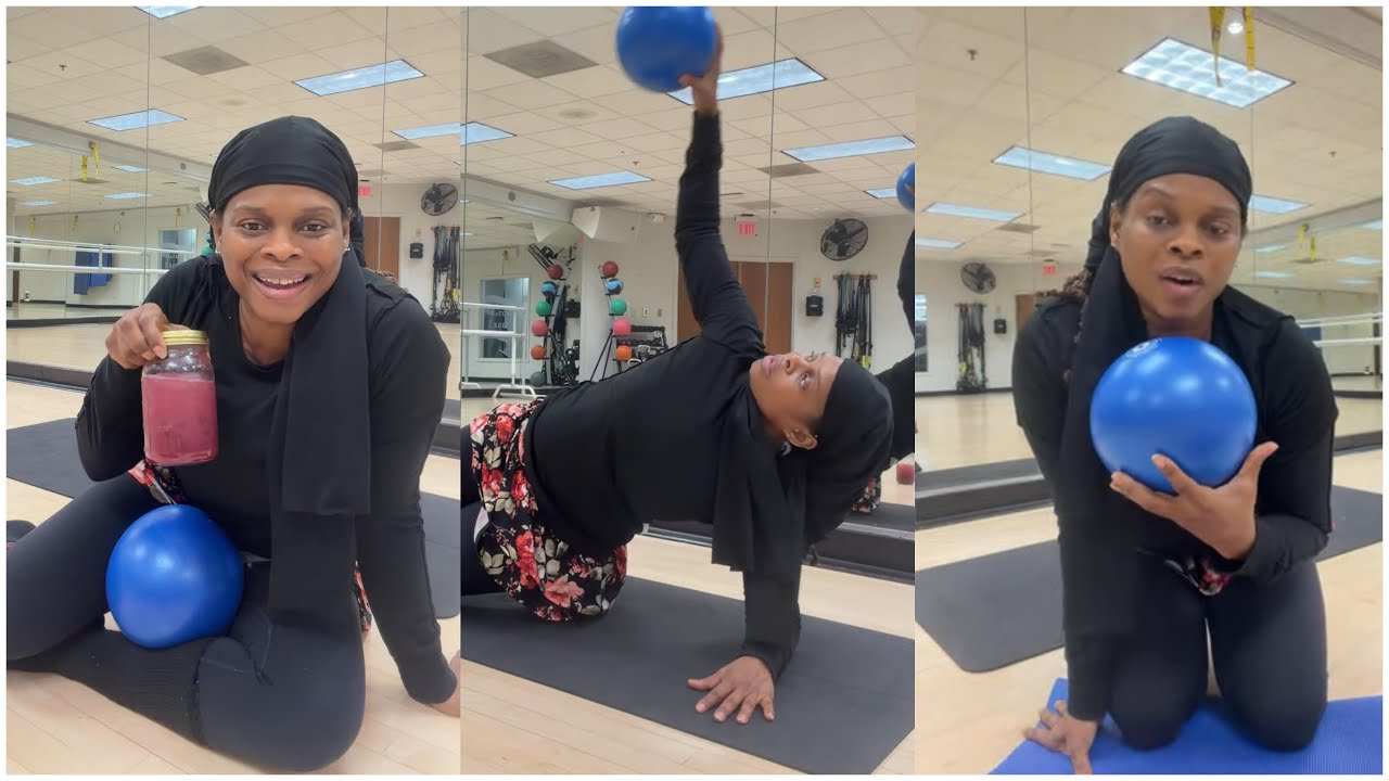 Pilates Ball Workout & Purple Juice 