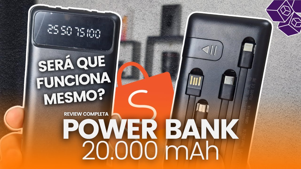 SERÁ QUE ESSA POWER BANK DA SHOPEE PRESTA? TESTAMOS TUDO! POTENCIA 20.000 mAh • TESTE DE AUTONOMIA