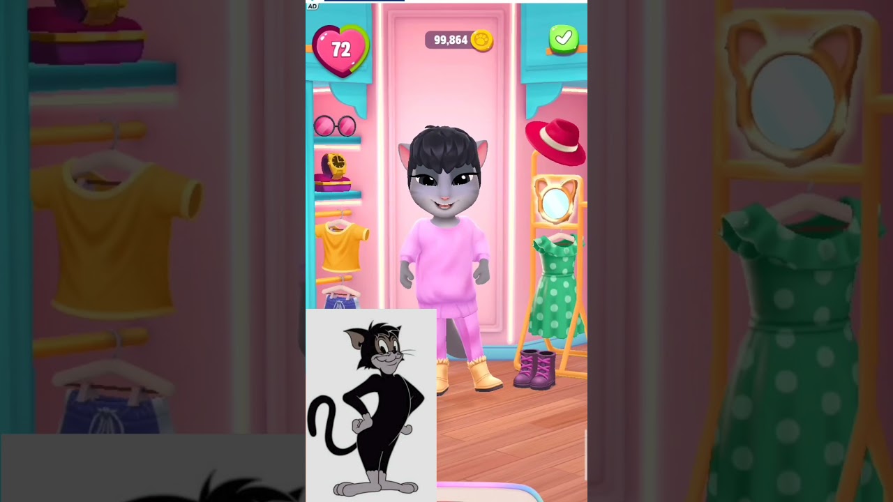 Butch cat cosplay from Tom and Jerry by My talking Angela 2 #mytalkingangela2 #tom #tomandjerry