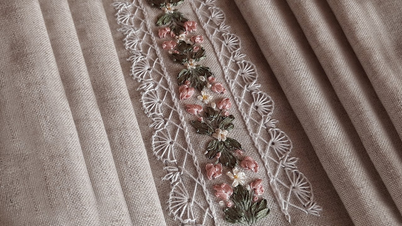 Border Rose Embroidery Simple stitches for elegant lace & Ribbon Embroidery