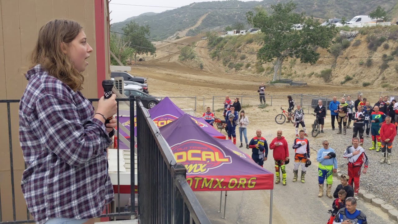 Cara singing the national anthem at the  2022 WMN Racing Womens Motocross International.
