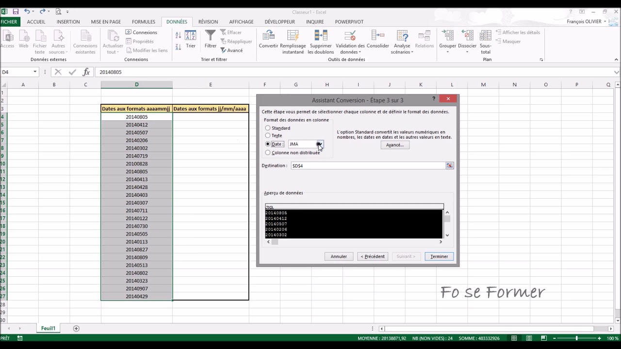 Excel : Transformer date anglaise en date française