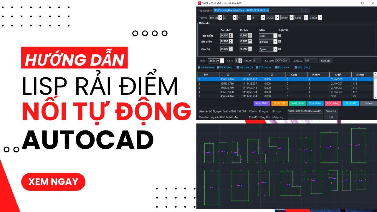 Hướng dẫn sử dụng Lisp rải điểm đo lên bản vẽ và tự động nối thành thửa đất trên Autocad