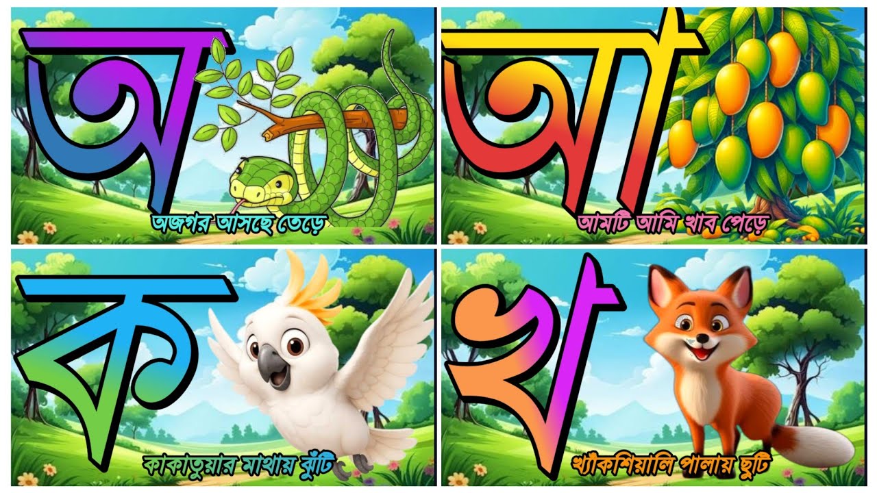 Bangla Bornomala অ আ ক খ শেখা | Kids Alphabet Learning Song & Picture Video @tinykidstvbangla