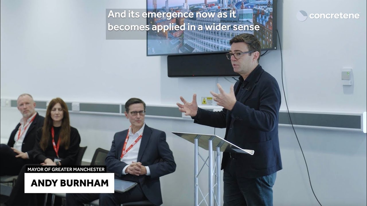 Concretene at Mayfield - with Andy Burnham, Founder Alex McDermott and co-inventor Dr Lisa Scullion