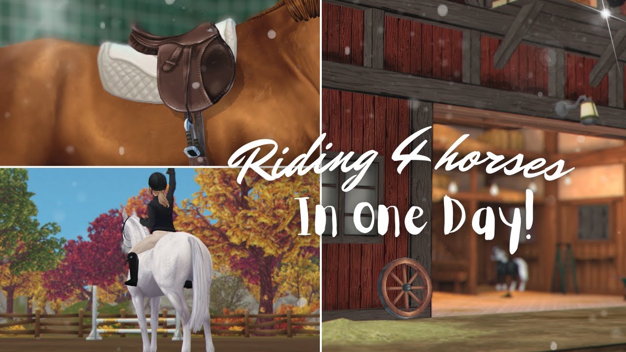 RIDING 4 HORSES IN ONE DAY! || New lease, chores, and riding lessons || StarStable Roleplay