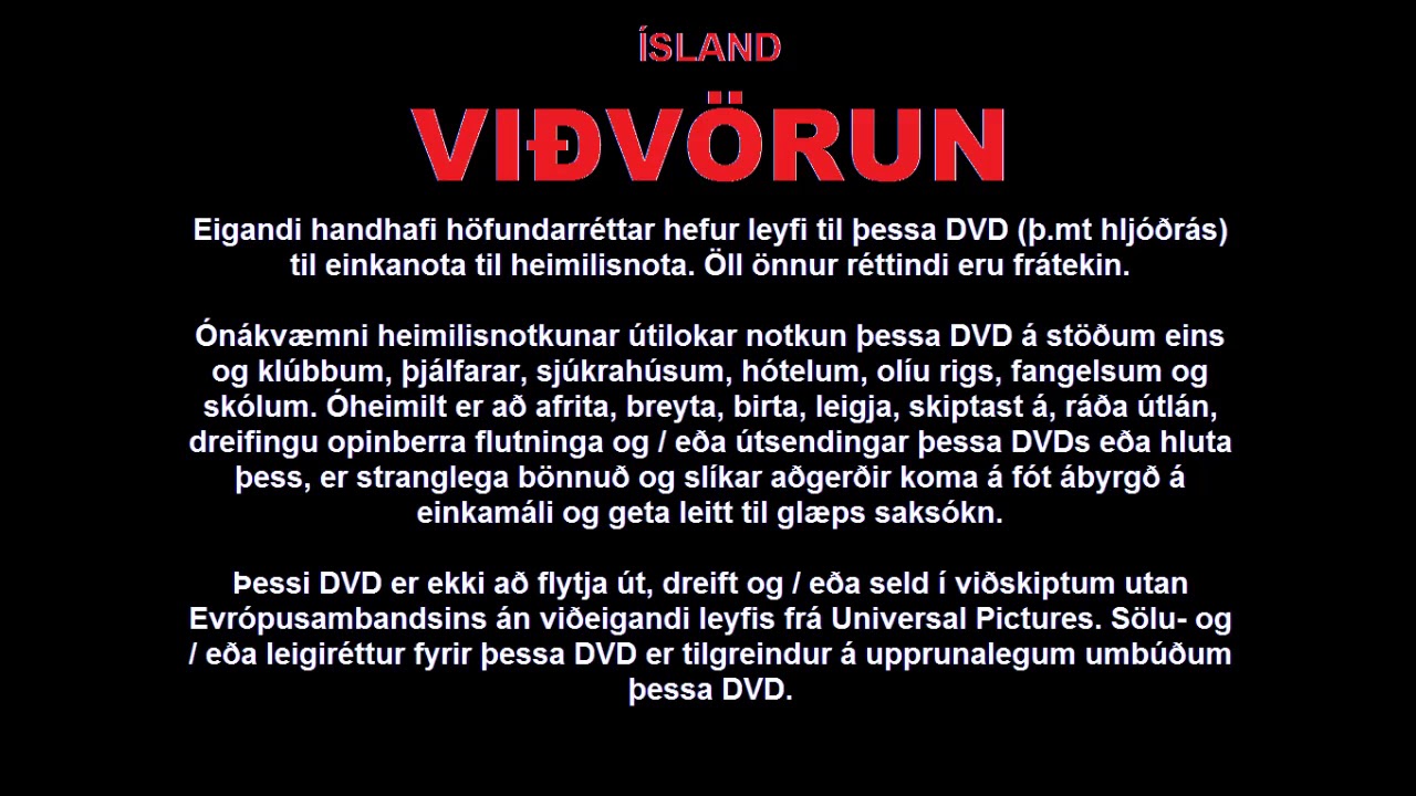 Universal Pictures Warnings