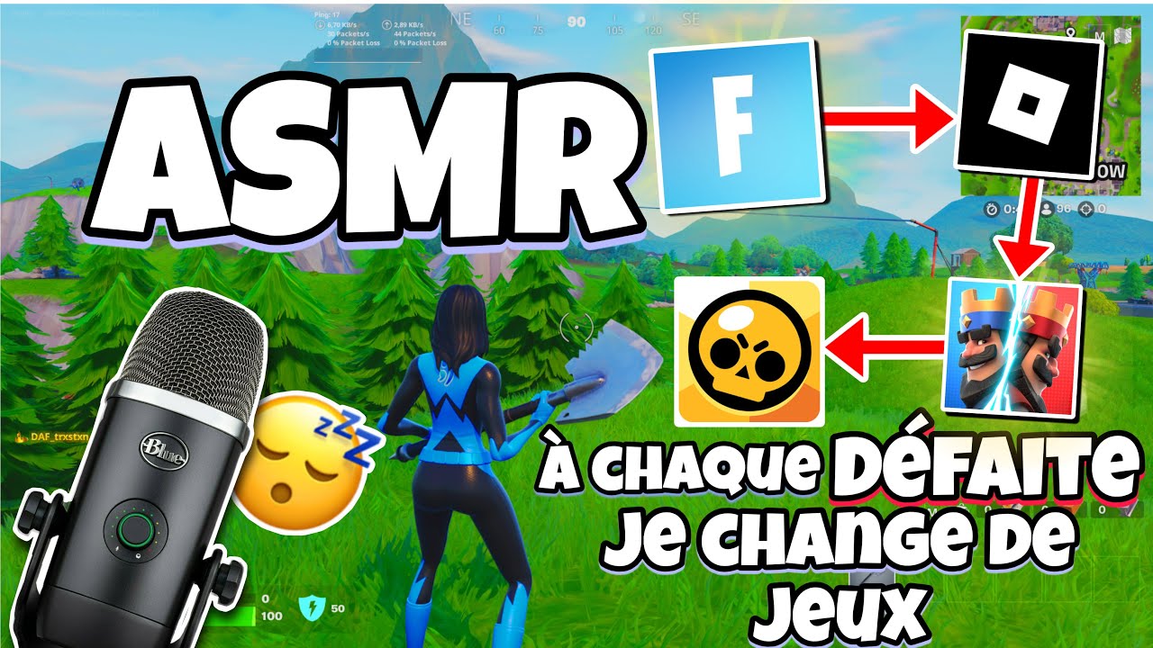 ASMR Français • FORTNITE MAIS À CHAQUE DÉFAITE JE CHANGE DE JEUX 😴 (blue yéti X) #2