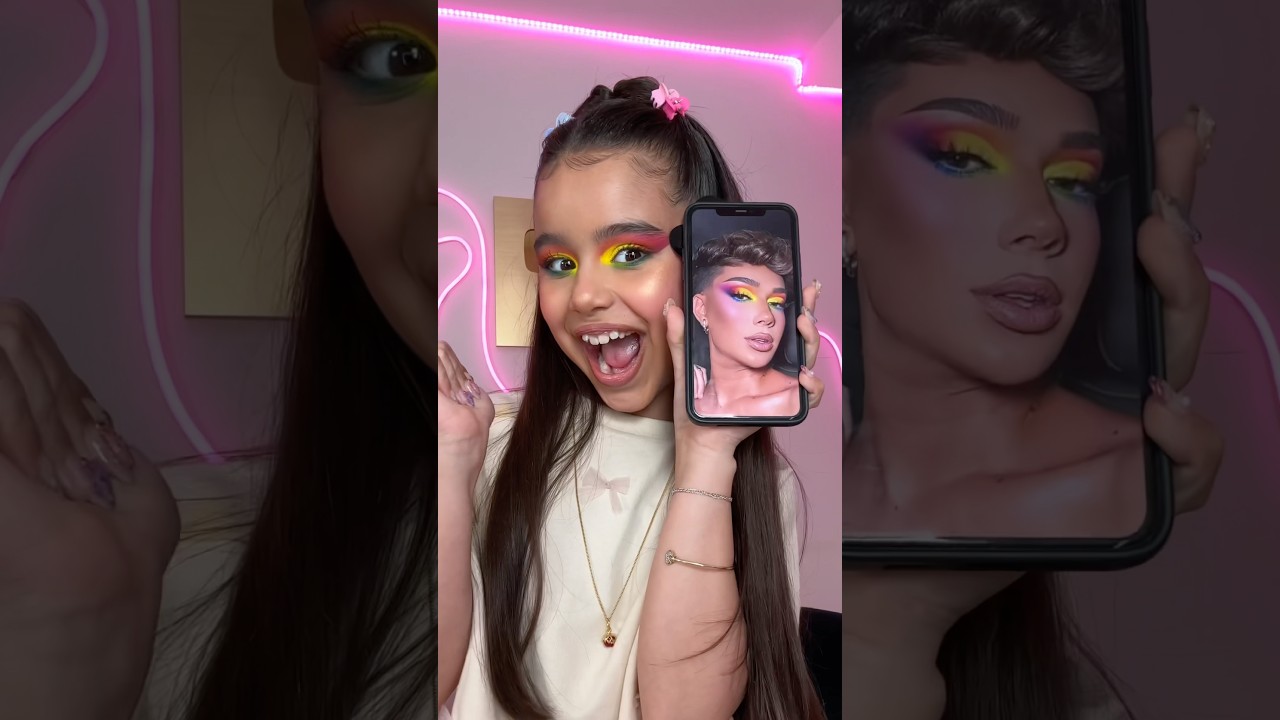 ⁠​⁠@JamesCharles inspired makeup look by 8year old Kassie 💛🩷