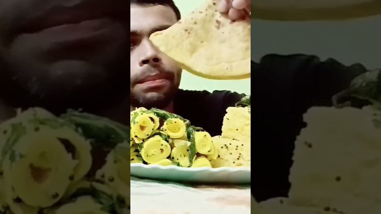 Asmr Eating khandvi, Dhokla, puranpoli, Thepla 