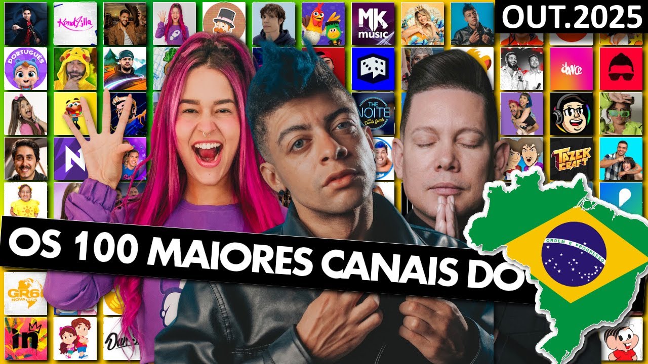 OS MAIORES CANAIS DO YouTube Brasil (Atualiza&ccedil;&atilde;o de Outubro 2025)