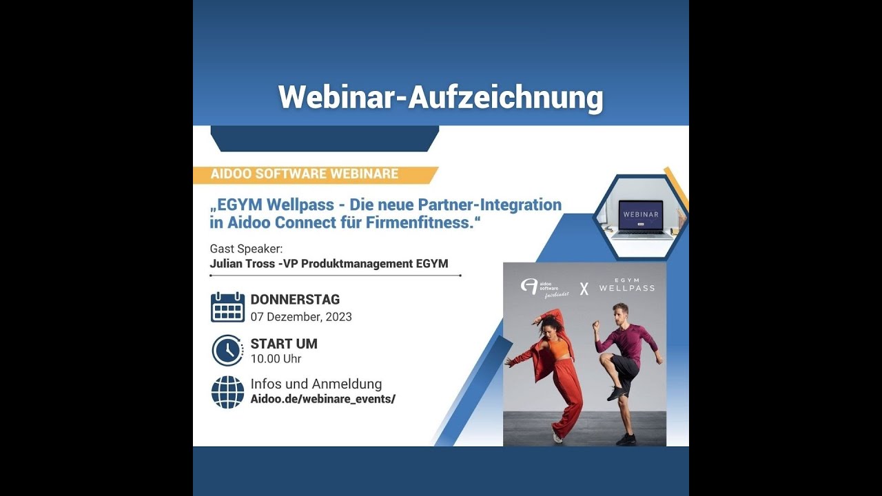 „EGYM Wellpass - Die neue Partner-Integration in Aidoo Connect für Firmenfitness.