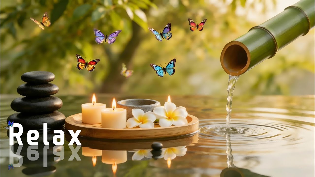 Relaxing Sleep Music 🌿  Bamboo Water Sounds | Deep Sleep & Healing Music Anxiety Relief | Spa BGM