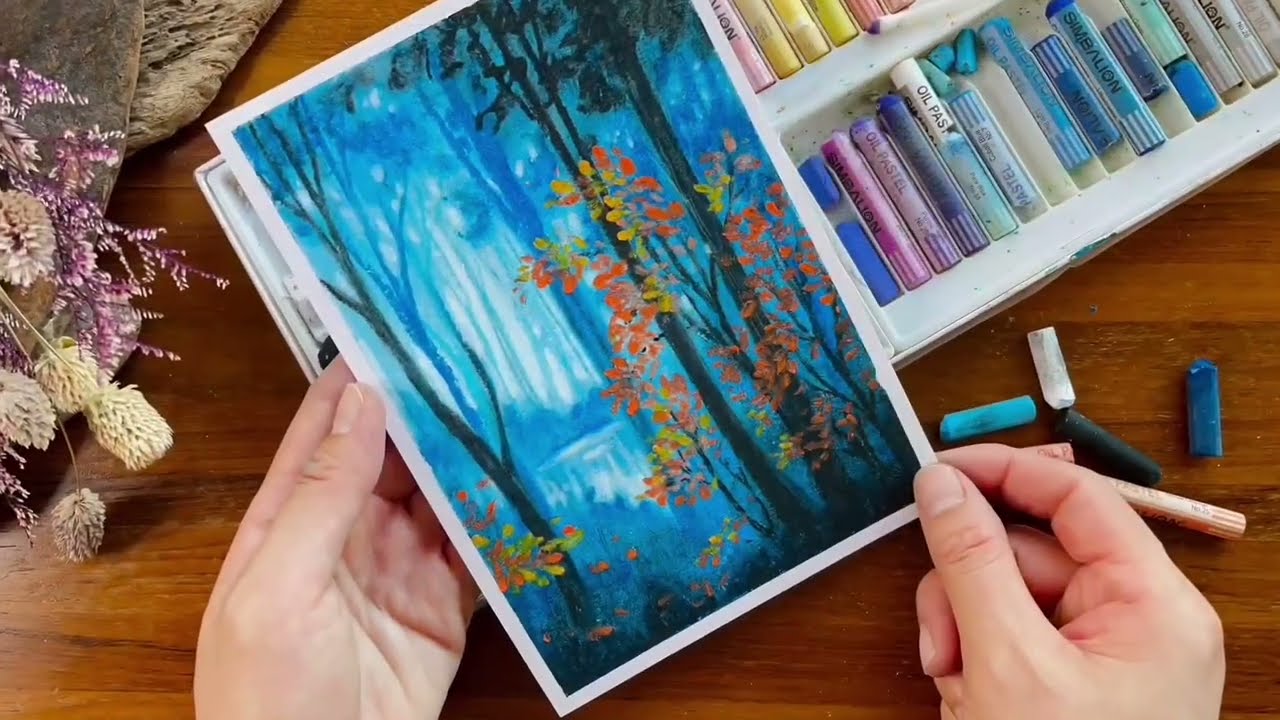 Oil Pastel Tips | 粉蠟筆 | 油畫棒繪畫技巧 | 藍色森林 |