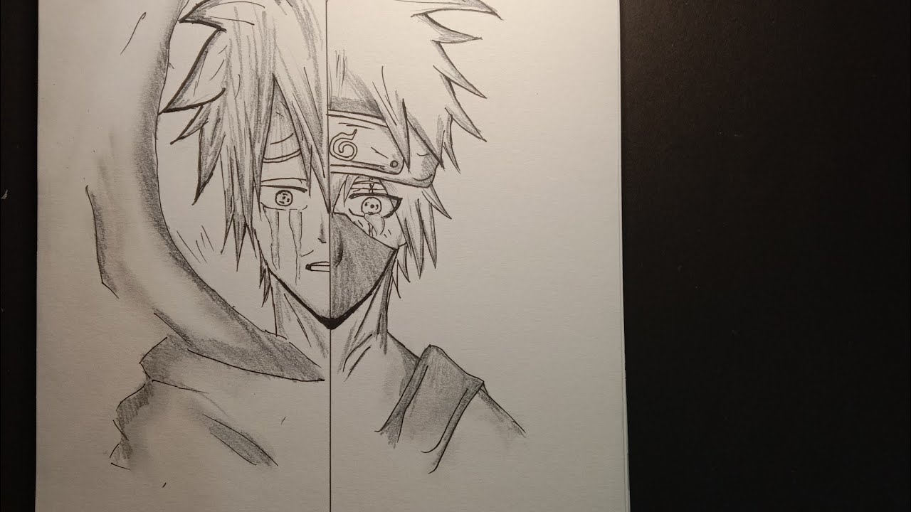 I draw Kakashi and obito mix drawing pencil shading and gel pen is beginner friendly drawing