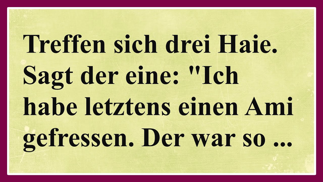 Treffen sich drei Haie. Sagt der eine: 