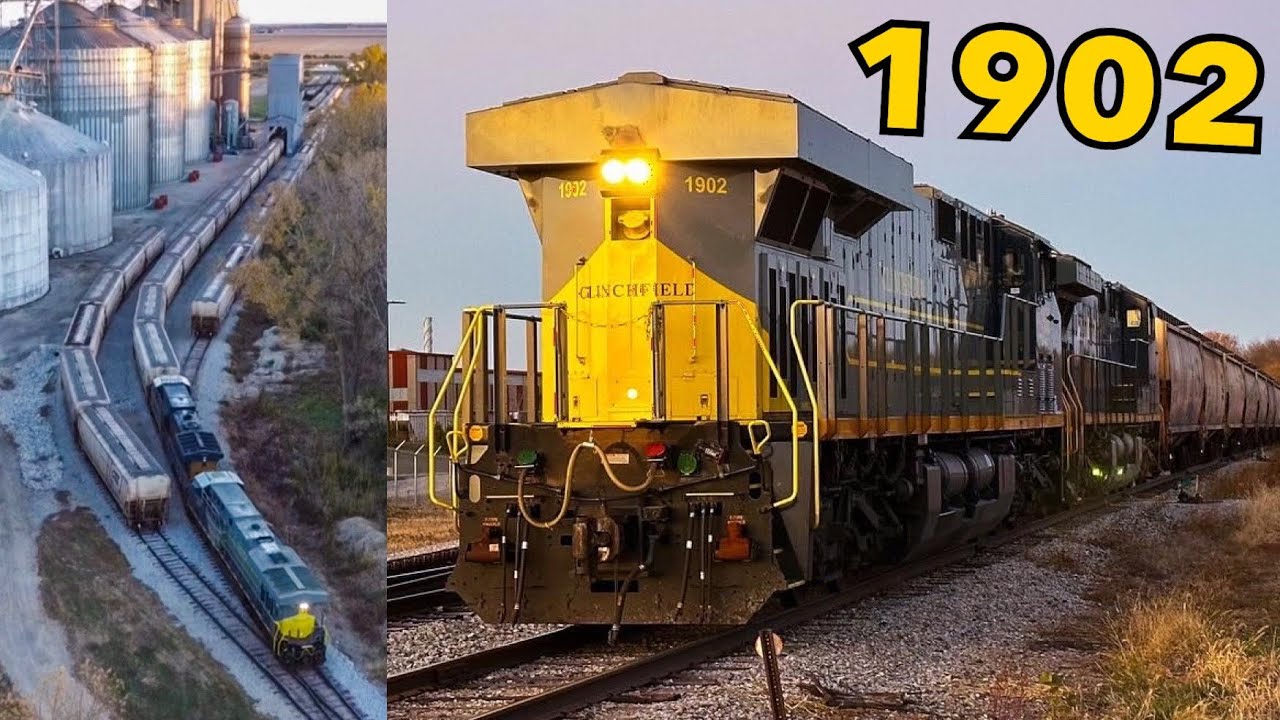CSX 1902 Clinchfield Heritage on TP&W Grain Train at Clymers!