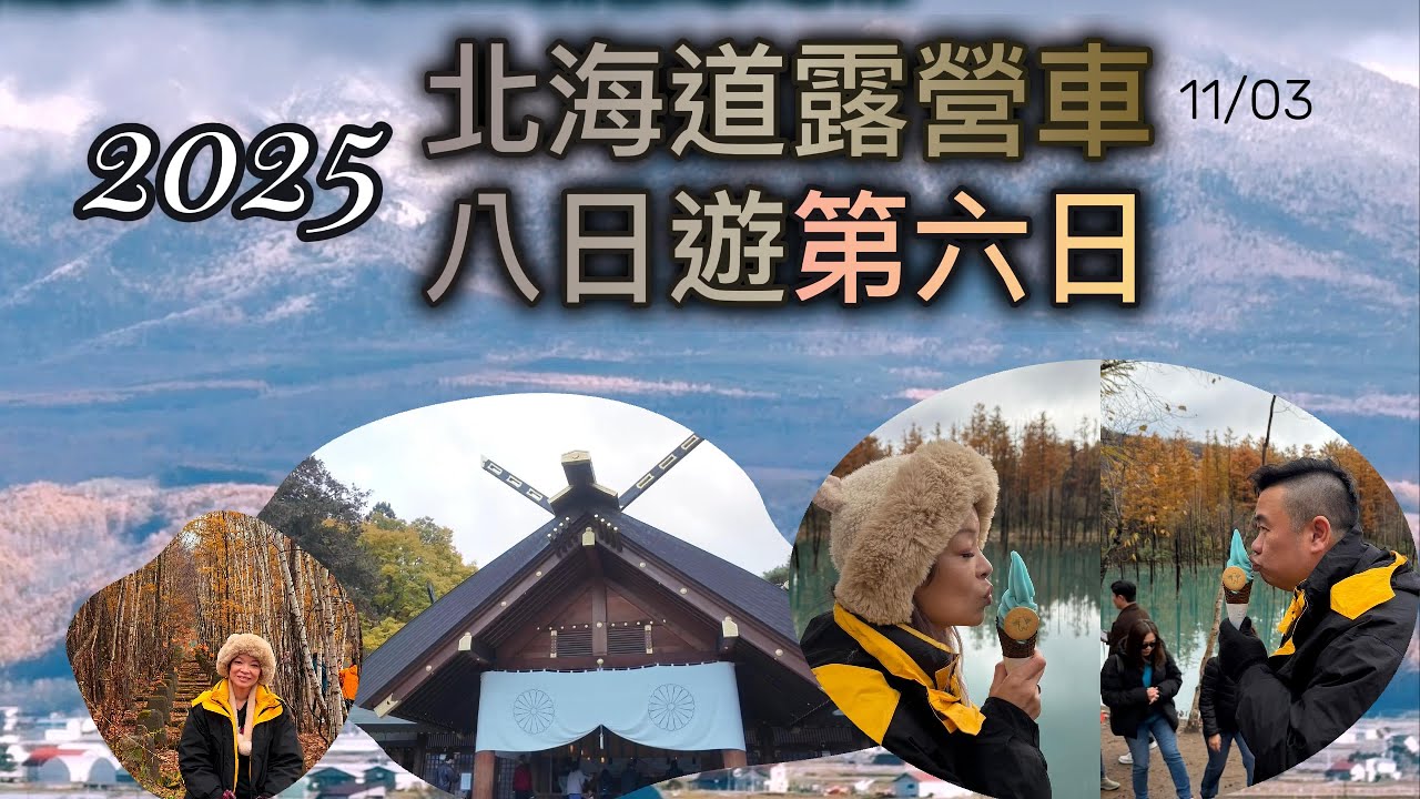 2025/11/03日本北海道露營車生活體驗第六日｜夜宿旭川RVPARK｜富良野彩之丘｜美瑛白金青池｜六花亭購物｜北海道神宮｜貍小路晚餐｜