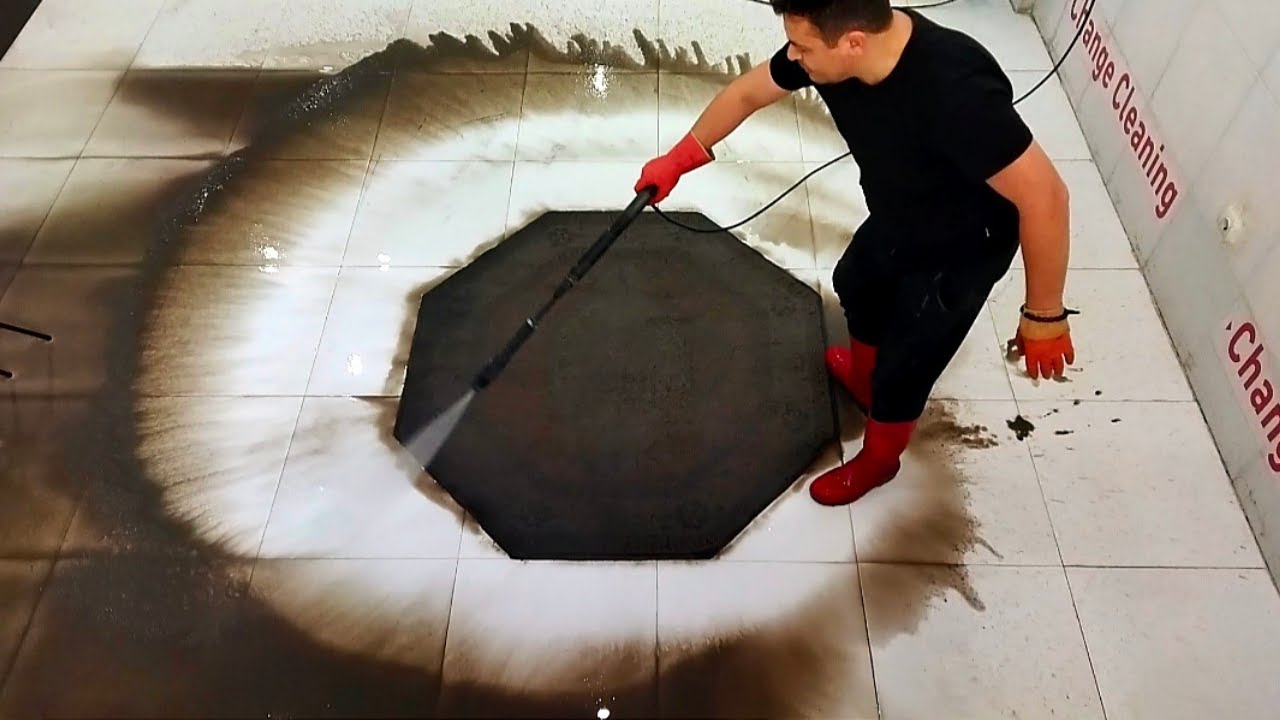 Terribly dirty octagon rare carpet cleaning satisfying ASMR