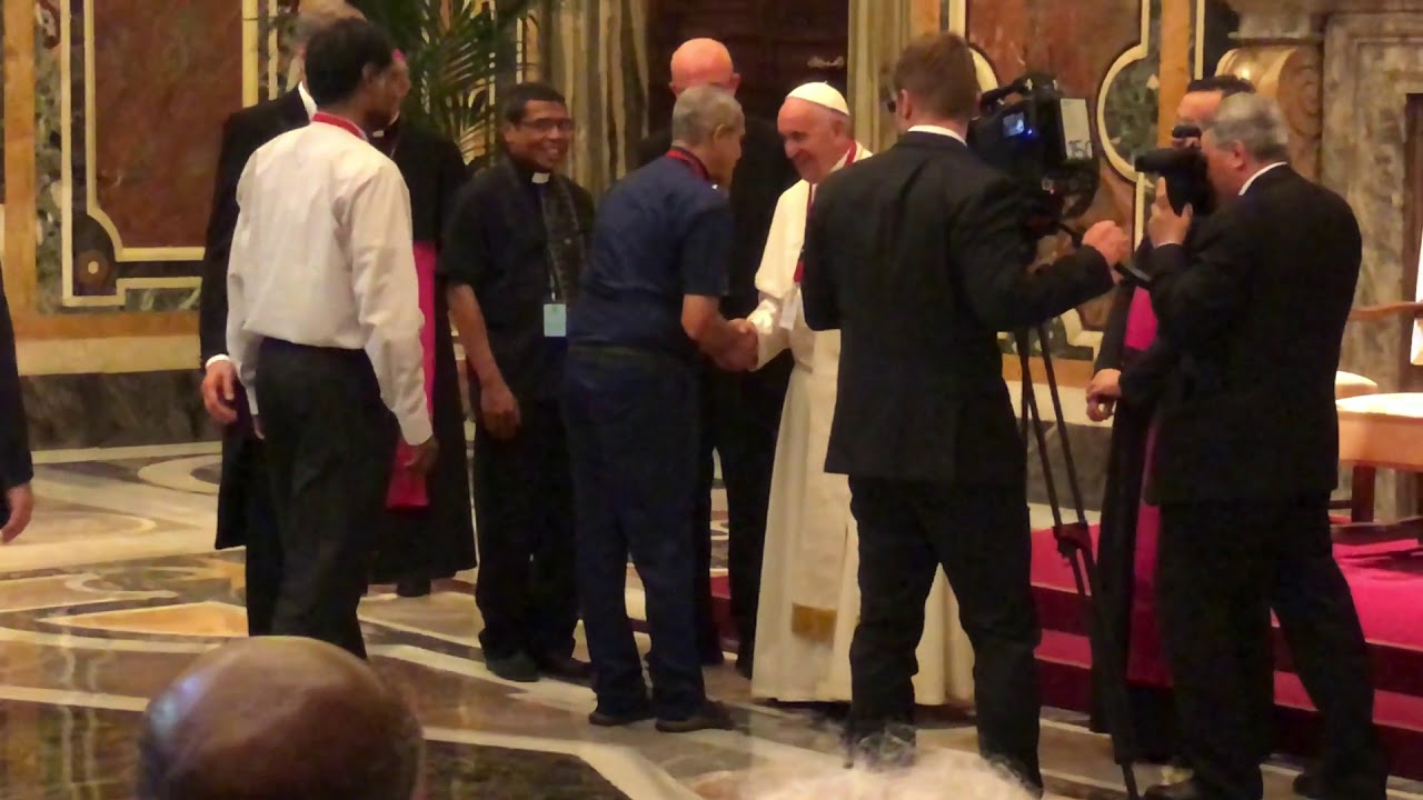 shaking hands with the Pope, saludando al Papa