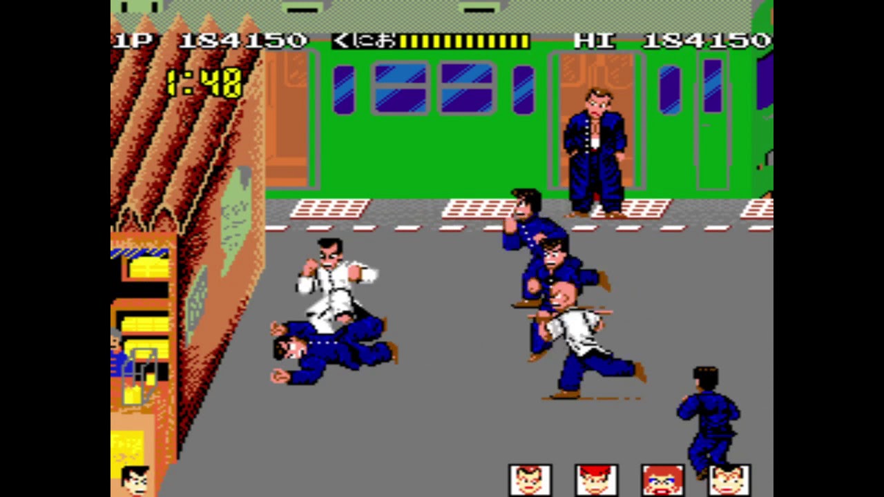 [고전게임 원코인] 열혈경파 쿠니오군 (일본판) Nekketsu Kouha Kunio-kun (Japan) -- 675,350점 플레이