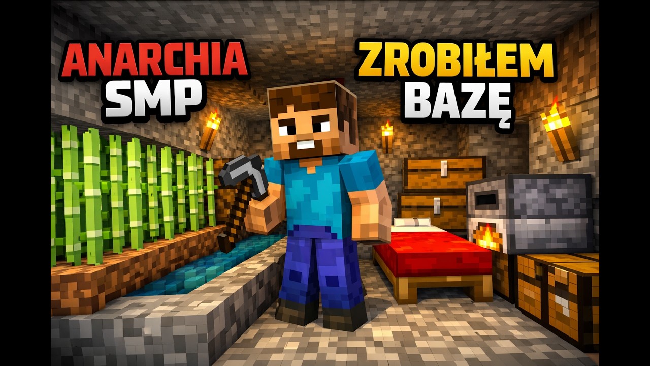 😀MINECRAFT - 🔨ZBUDOWAŁĘM BAZĘ 🛖NA ANARCHI SMP🤨