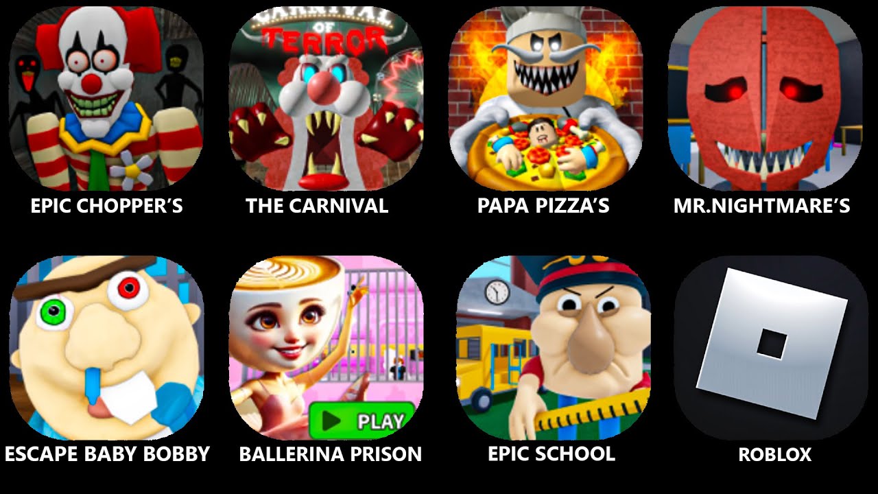 ROBLOX.THE CARNIVAL OF TERROR.MR.NIGHTMARE'S.PAPA PIZZA'S PIZZERIA!.BALLERINA CAPPUCCINA.EPIC SCHOOL