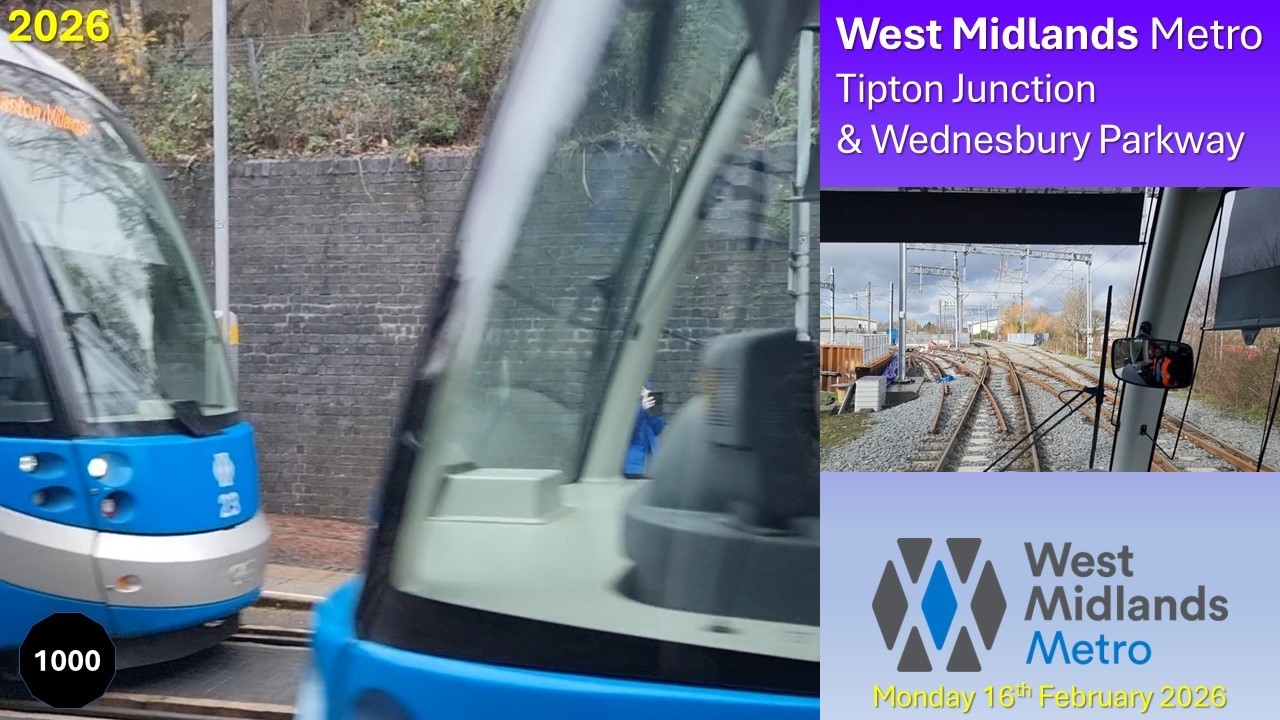 1000 - West Midlands Metro: Tipton Junction & Wednesbury Parkway on Monday 16th February 2026