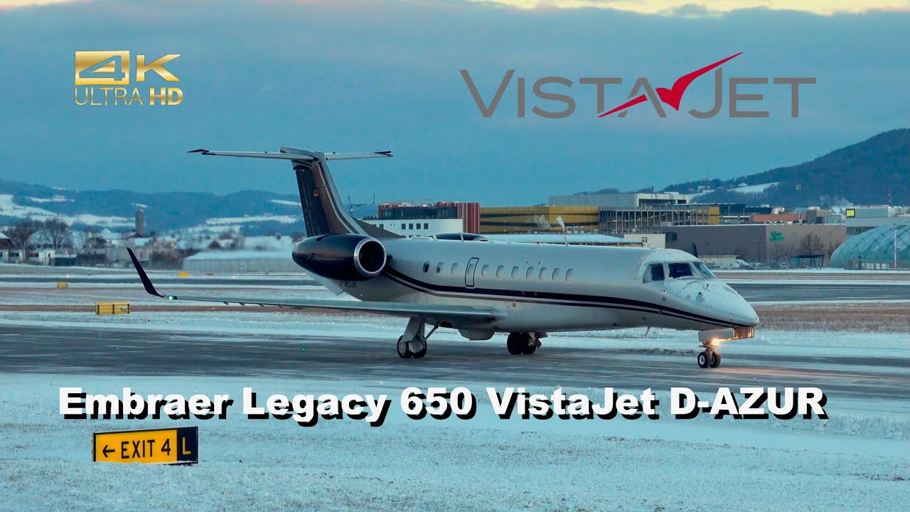 Embraer Legacy 650 from VistaJet D-AZUR departure at Salzburg Airport SZG LOWS #vip #aviation #jet