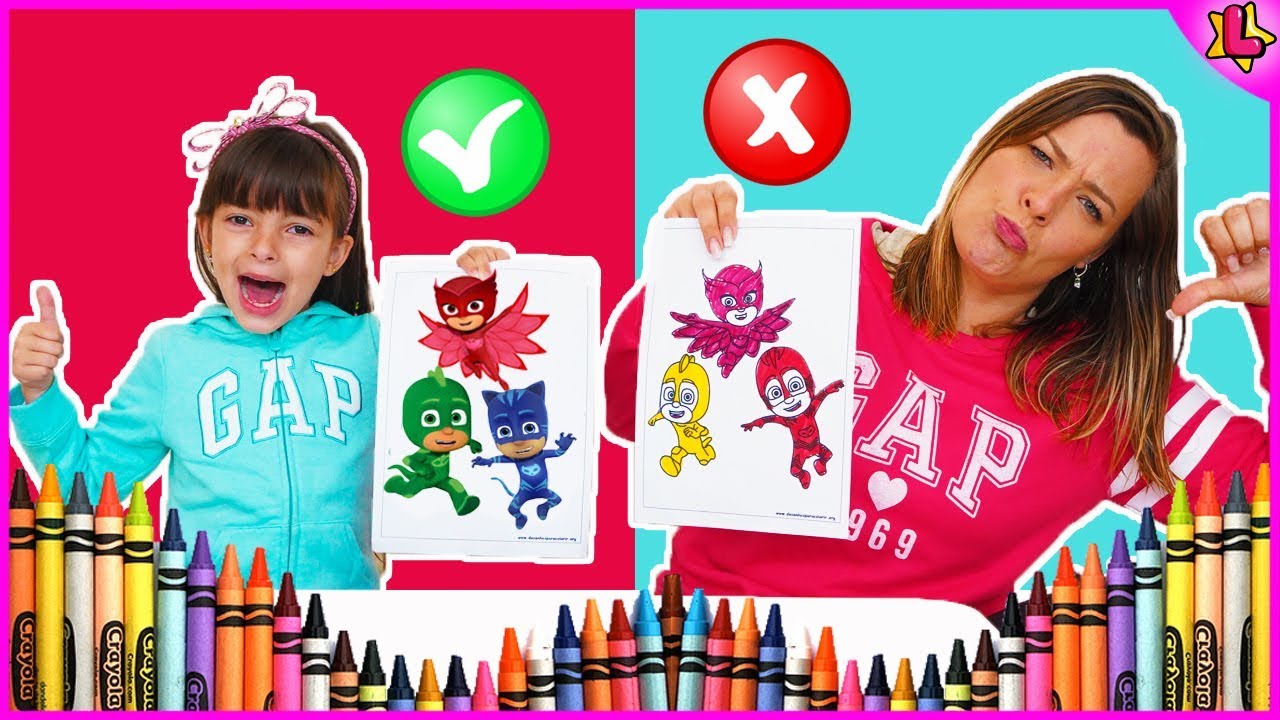 Laurinha no desafio colorindo com 3 cores PJ MASKS -