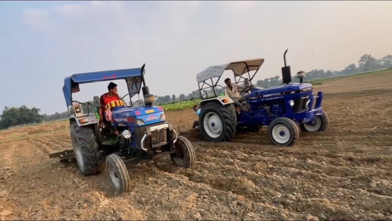 Powertrac euro 47 and farmtrac 35 speed test in caltivater | Powertrac and Farmtrac competition |