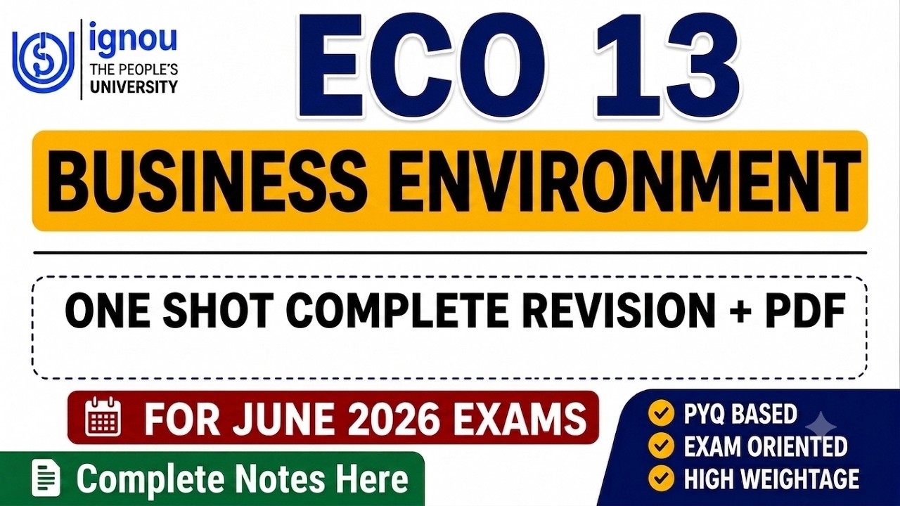 IGNOU ECO-13 Business Environment | Most Important Questions | Part 1 | JUNE 2026 GUESS PAPER