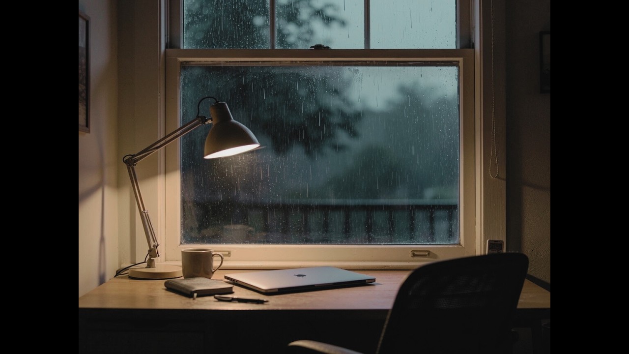 Rainy Evening Desk | Cozy Window Ambience for Reading, Studying & Focus | 8 Hours