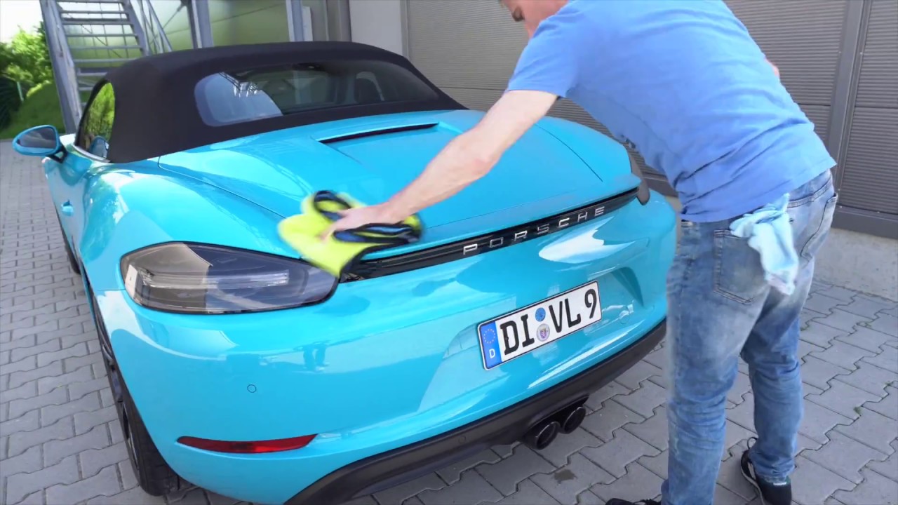 Auto richtig Waschen - Handwäsche berührungslos kratzerfrei Teil 6 Porsche 718 Boxster S miamiblau