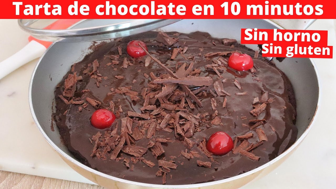 Tarta de chocolate en 10 MINUTOS  sin gluten , sin huevos , en sartén sin horno