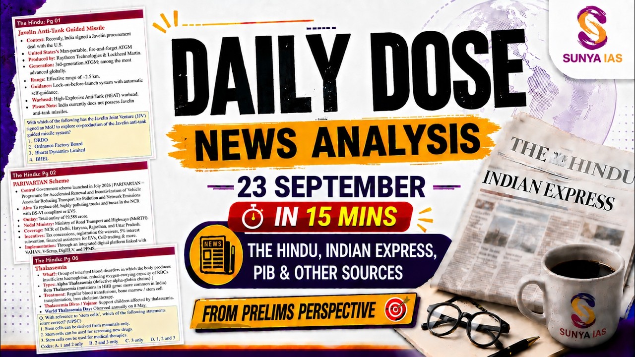 The Hindu Newspaper - Daily Dose | 23 September 2026 | Current Affairs - Prelims Exam | UPSC CSE |