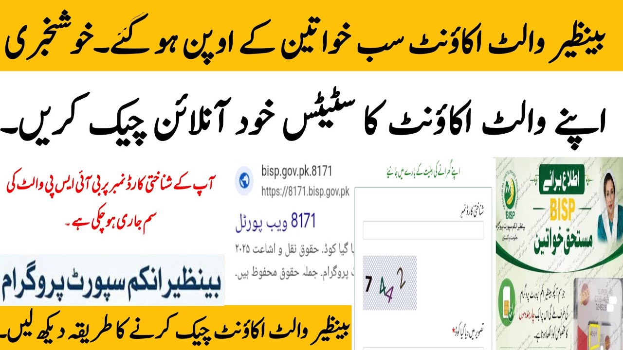 BISP wallet account online status check now | 8171 portal Online account status check @hottalkupdate
