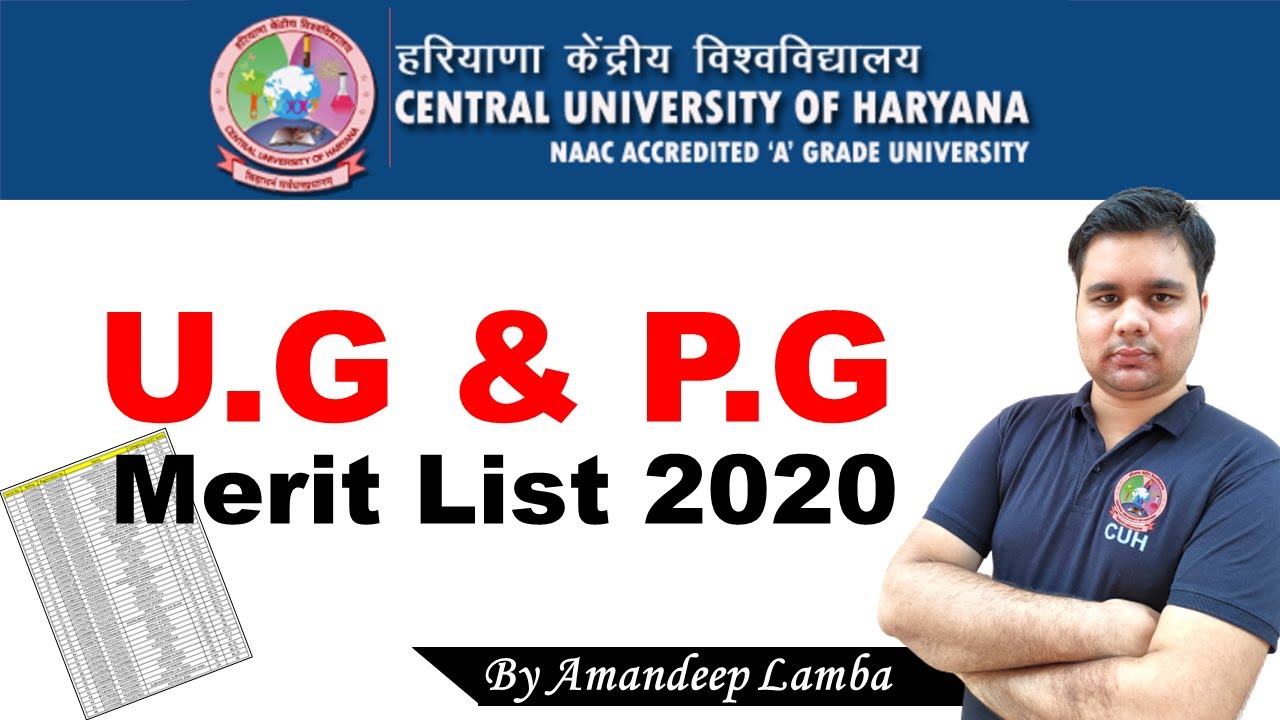 Merit List of UG&PG of CUH | Counselling for C.U Haryana | CUCET 2020 | CUH | By Amandeep Lamba