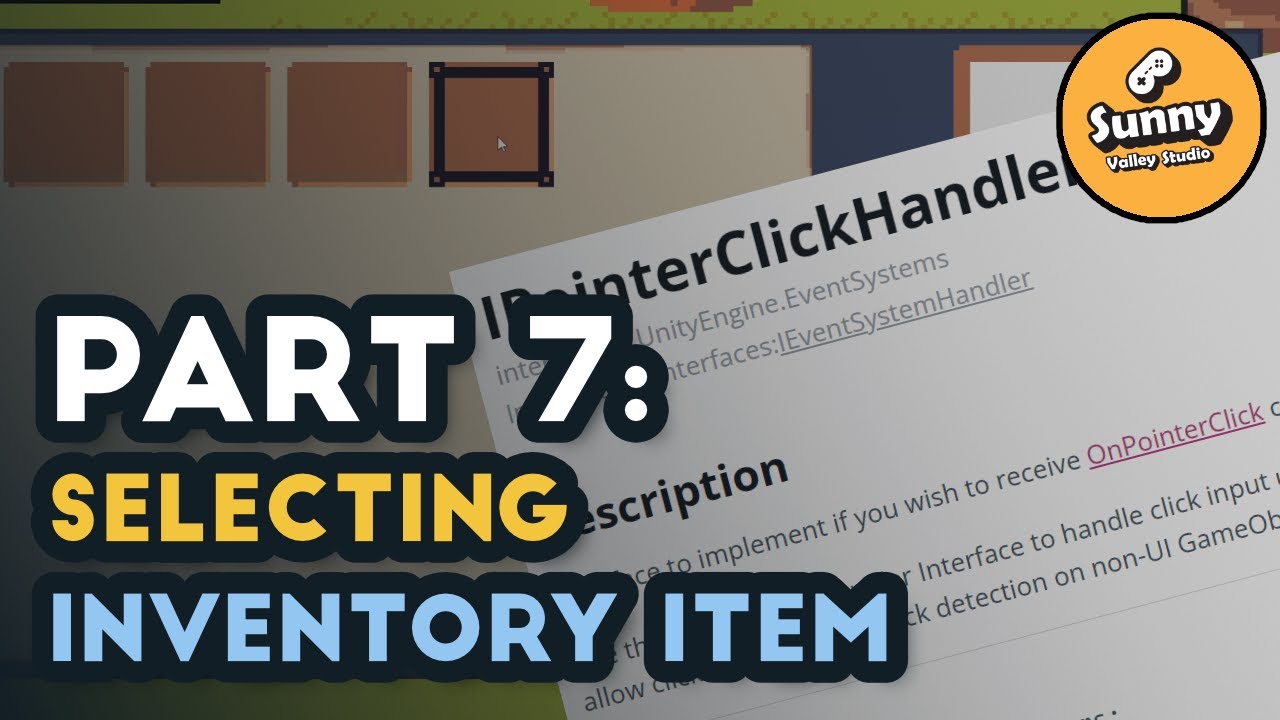 UI Click and Drag events  - Inventory System in Unity P7