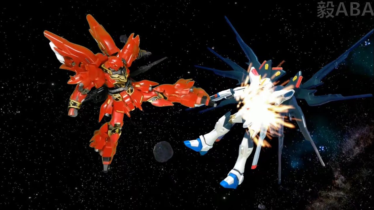 Sinanju vs Strike freedom Gundam and Infinite justice Gundam【Gundam stopmoition】
