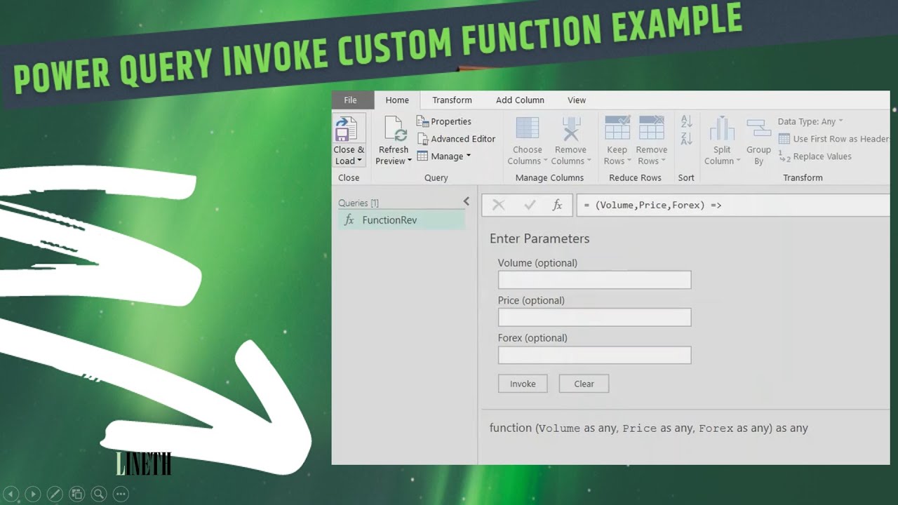 Power Query Invoke Custom Function Example